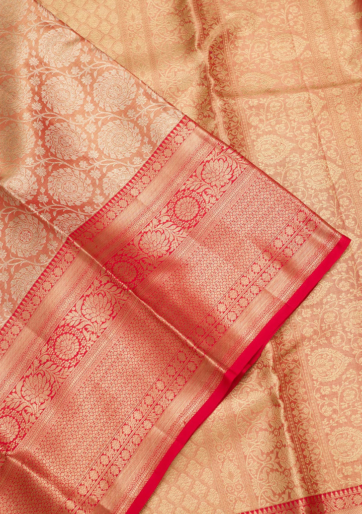 Red Zariwork Tissue Silk Saree-Koskii