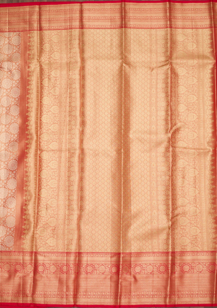 Red Zariwork Tissue Silk Saree-Koskii