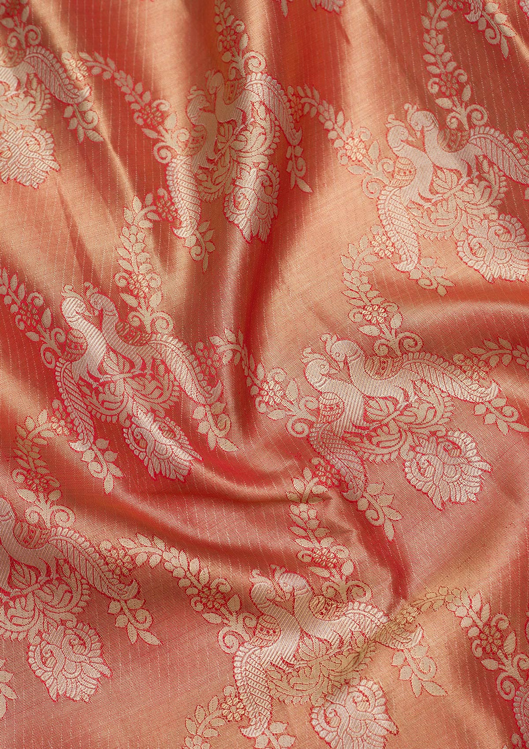 Rust Zariwork Tissue Silk Saree-Koskii