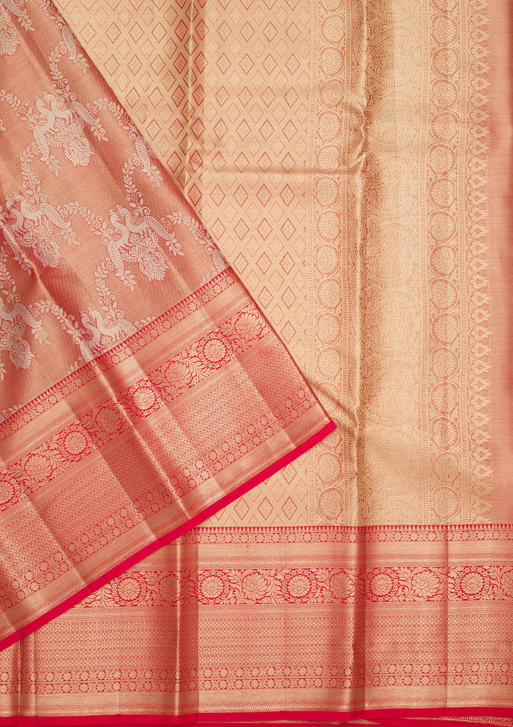 Rust Zariwork Tissue Silk Saree-Koskii