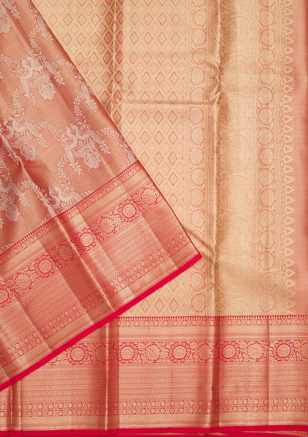 Rust Zariwork Tissue Silk Saree-Koskii
