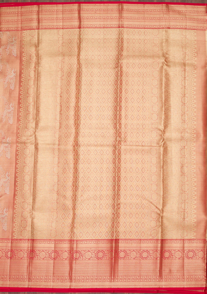 Rust Zariwork Tissue Silk Saree-Koskii