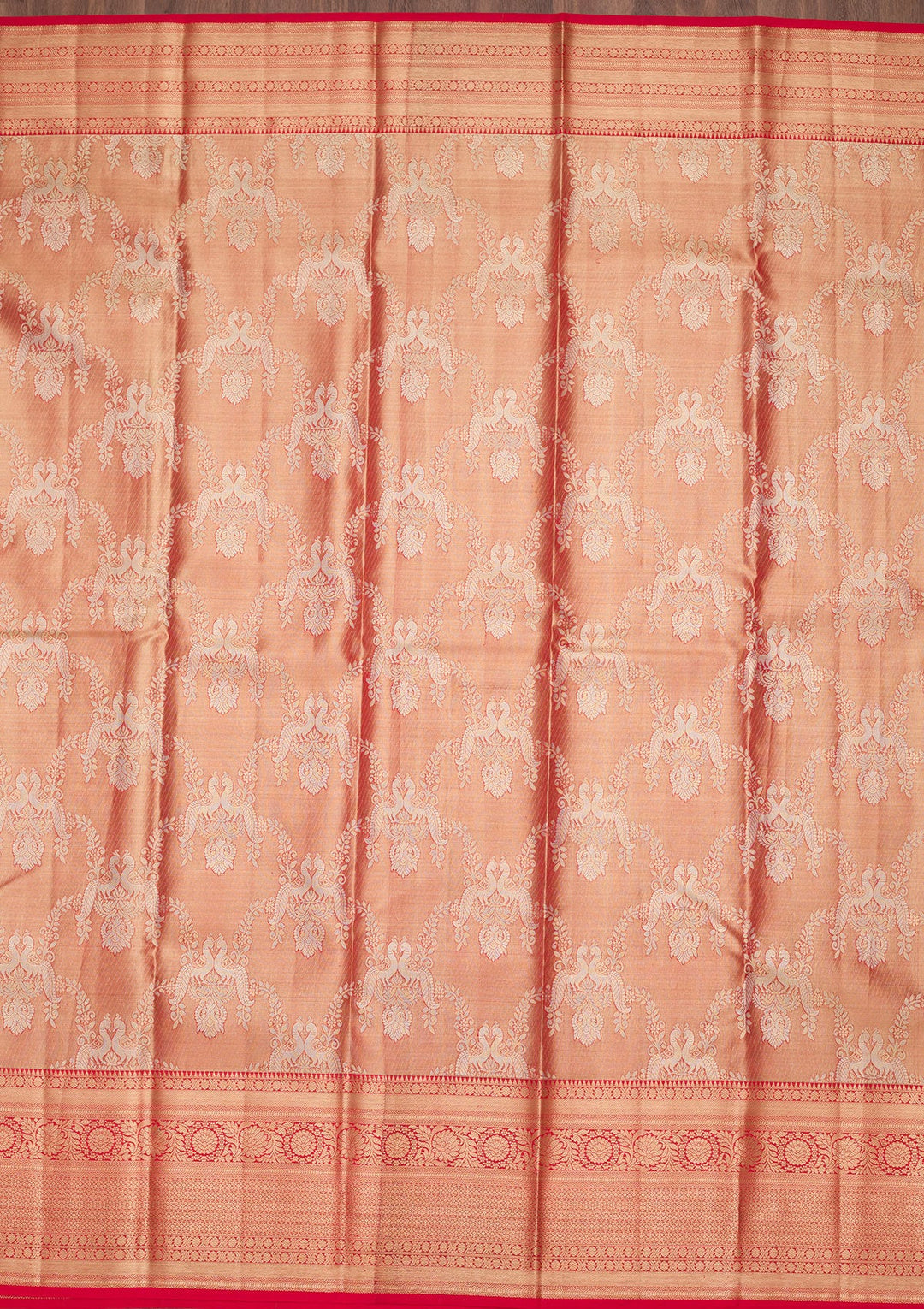 Rust Zariwork Tissue Silk Saree-Koskii