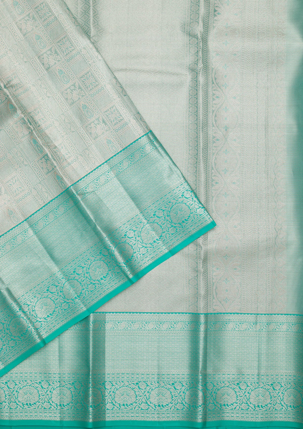 Sky Blue Zariwork Tissue Silk Saree-Koskii