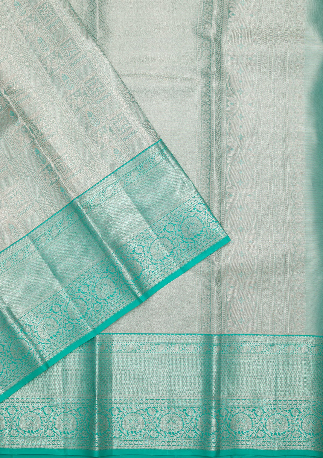 Sky Blue Zariwork Tissue Silk Saree-Koskii