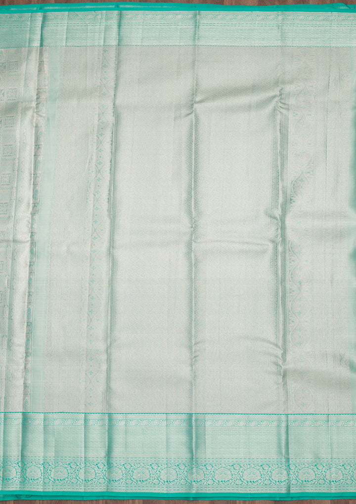 Sky Blue Zariwork Tissue Silk Saree-Koskii