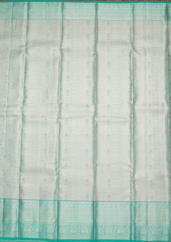 Sky Blue Zariwork Tissue Silk Saree-Koskii
