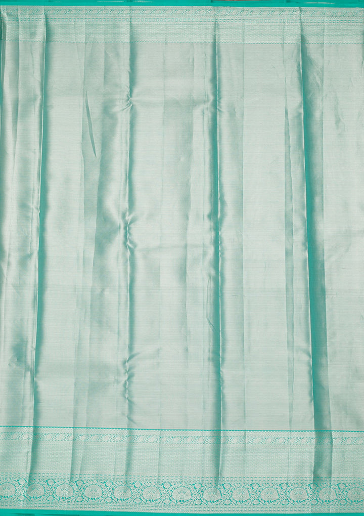Sky Blue Zariwork Tissue Silk Saree-Koskii
