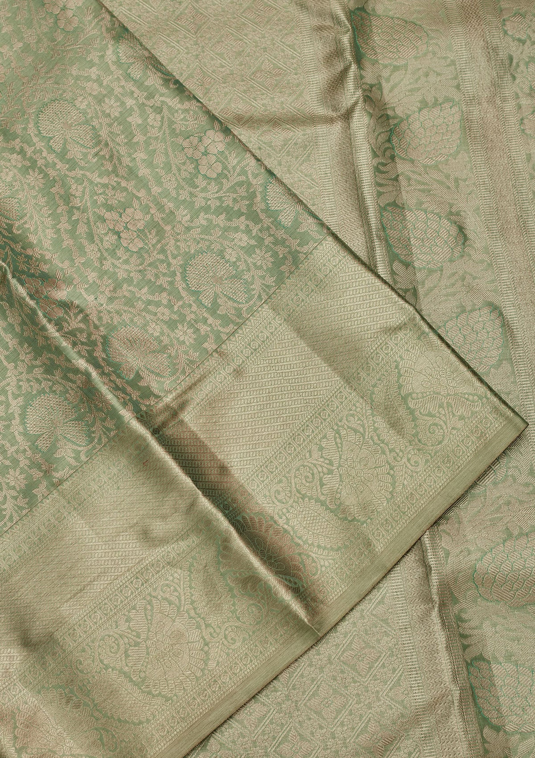 Sea Green Zariwork Tissue Silk Saree-Koskii