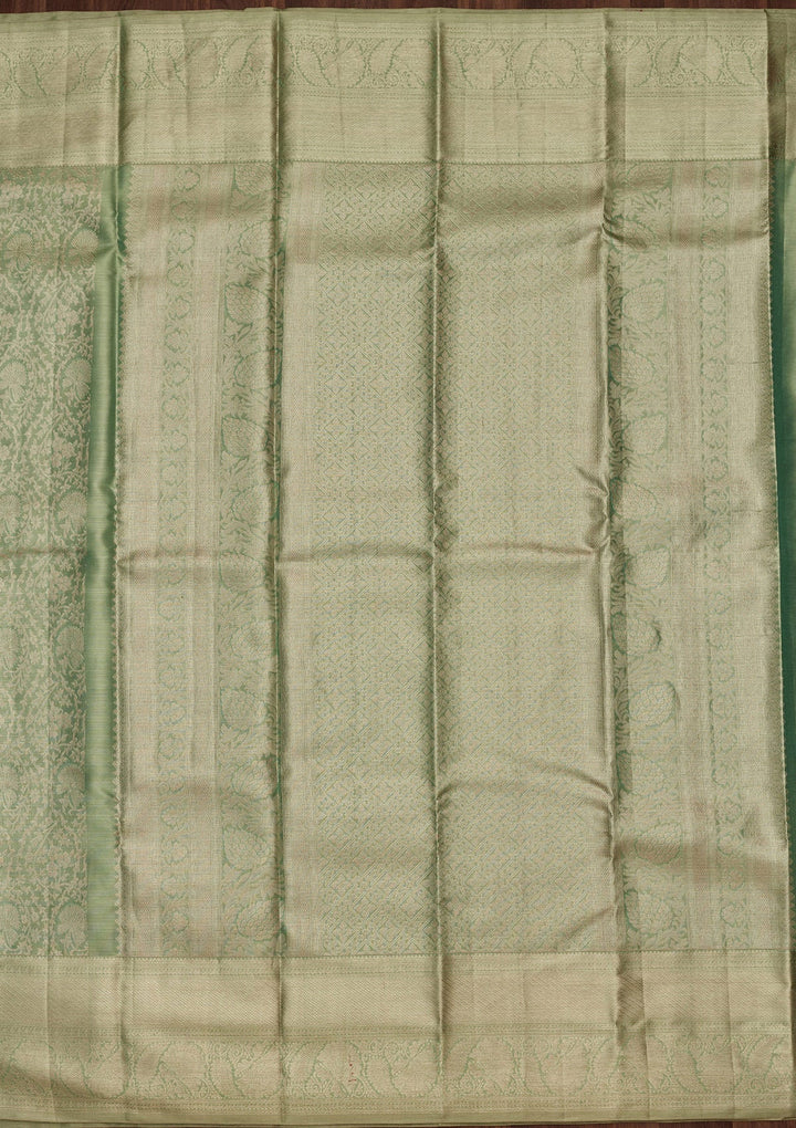 Sea Green Zariwork Tissue Silk Saree-Koskii