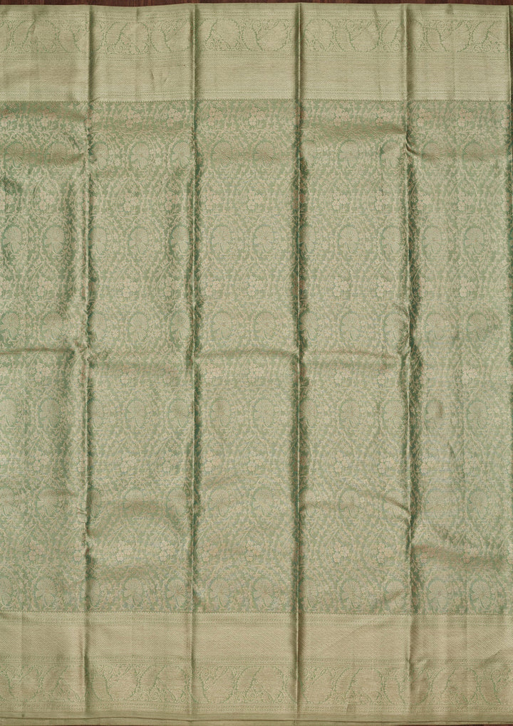 Sea Green Zariwork Tissue Silk Saree-Koskii