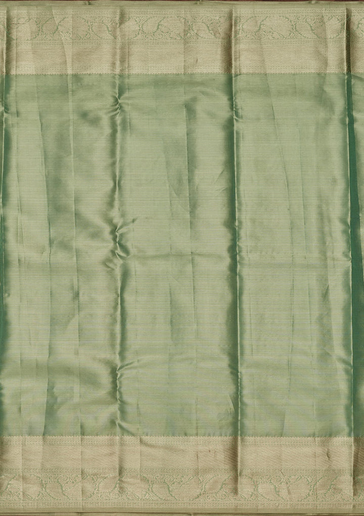 Sea Green Zariwork Tissue Silk Saree-Koskii