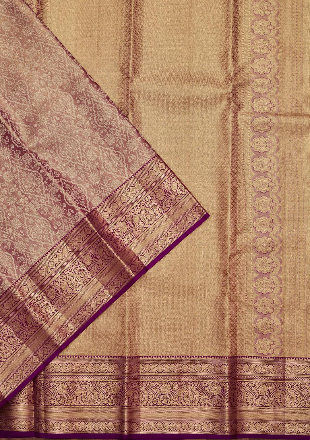 Mauve Zariwork Tissue Silk Saree-Koskii