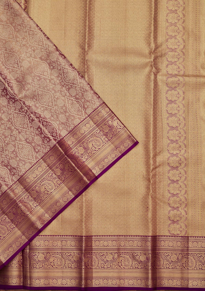 Mauve Zariwork Tissue Silk Saree-Koskii