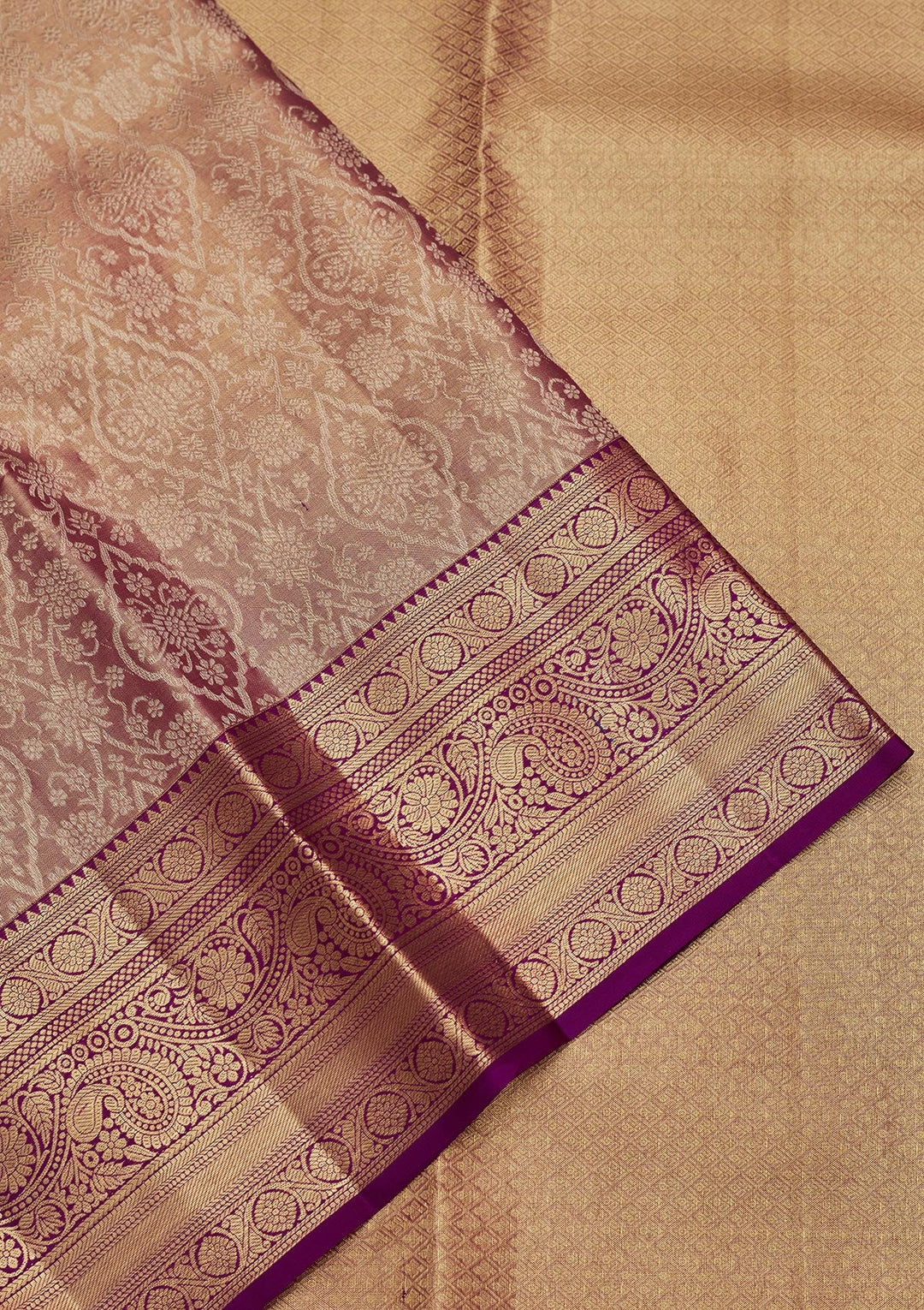 Mauve Zariwork Tissue Silk Saree-Koskii