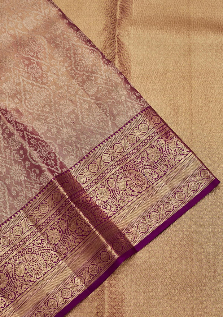 Mauve Zariwork Tissue Silk Saree-Koskii