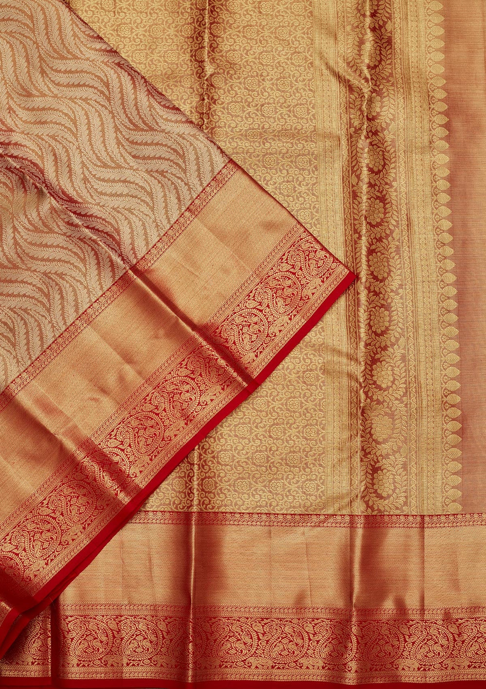Light Brown Zariwork Tissue Silk Saree-Koskii