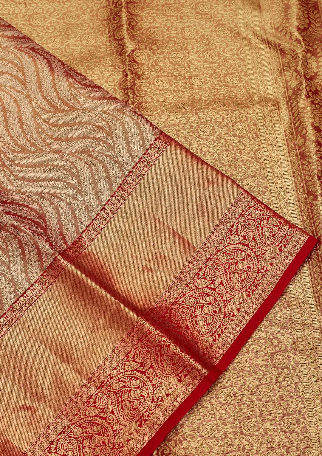 Light Brown Zariwork Tissue Silk Saree-Koskii