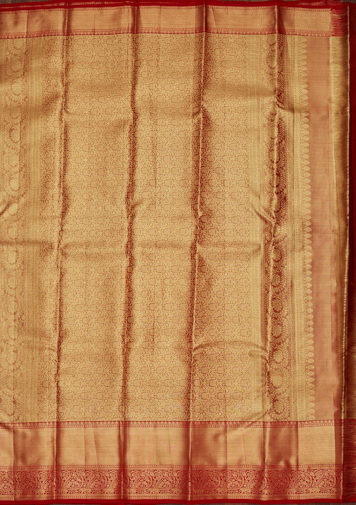 Light Brown Zariwork Tissue Silk Saree-Koskii