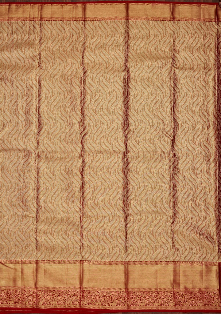 Light Brown Zariwork Tissue Silk Saree-Koskii