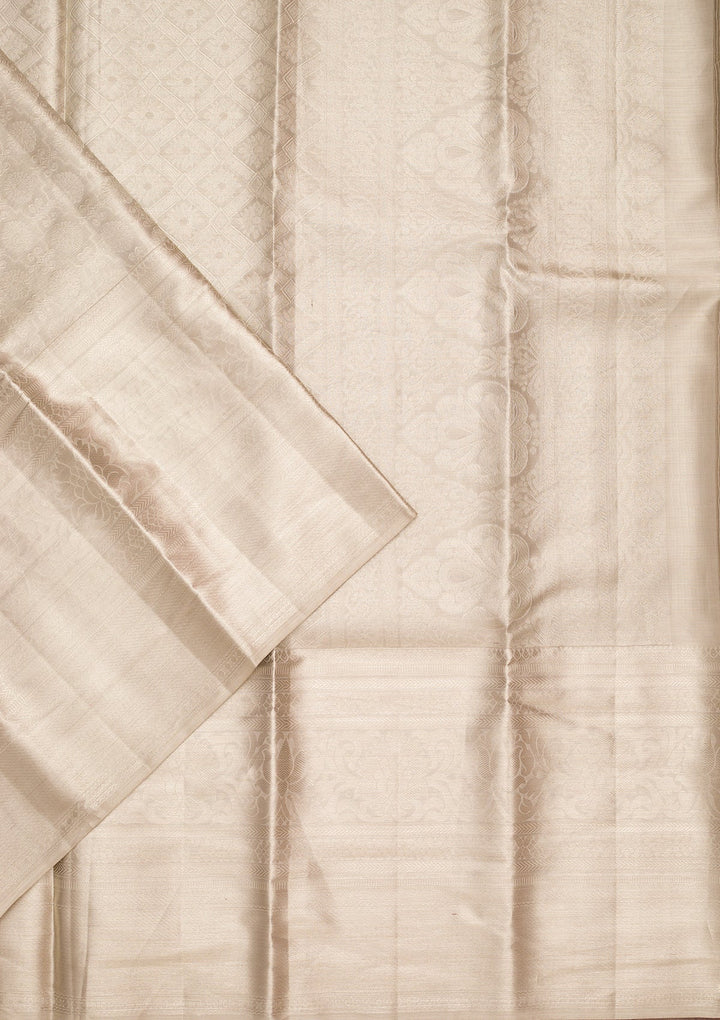 Light Grey Zariwork Tissue Silk Saree-Koskii