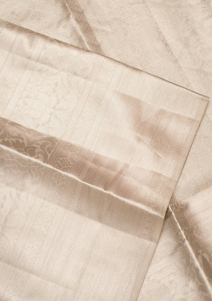 Light Grey Zariwork Tissue Silk Saree-Koskii