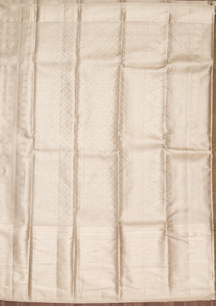 Light Grey Zariwork Tissue Silk Saree-Koskii