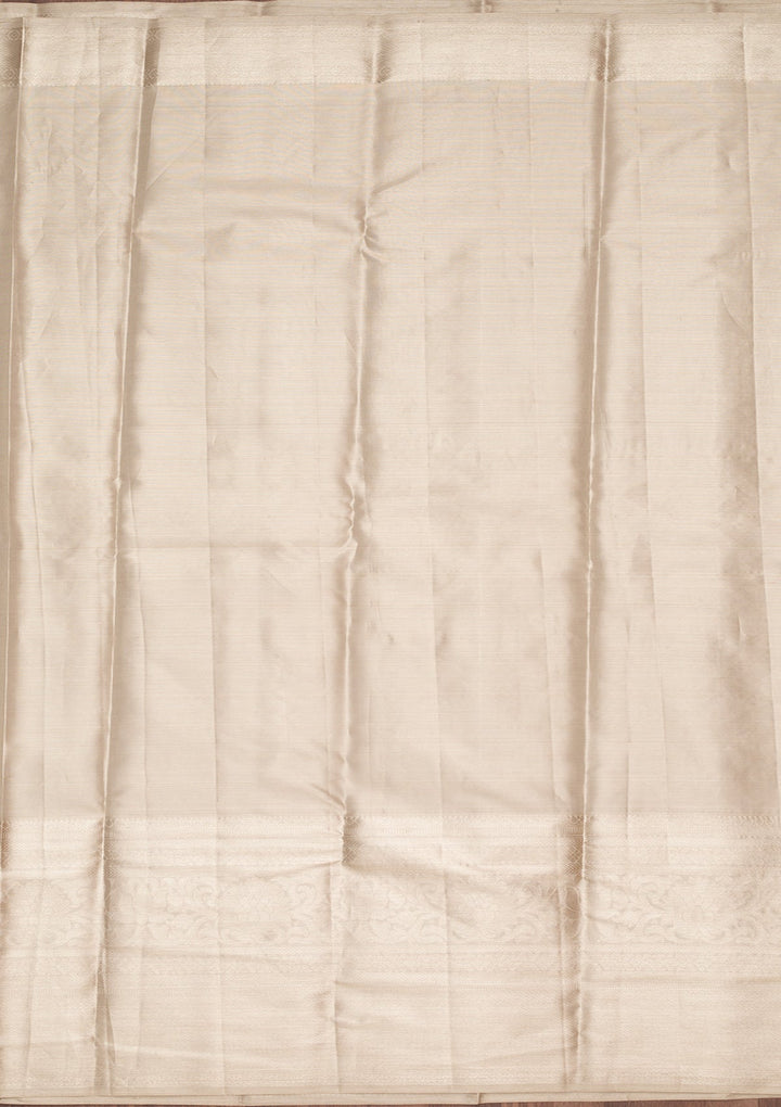 Light Grey Zariwork Tissue Silk Saree-Koskii