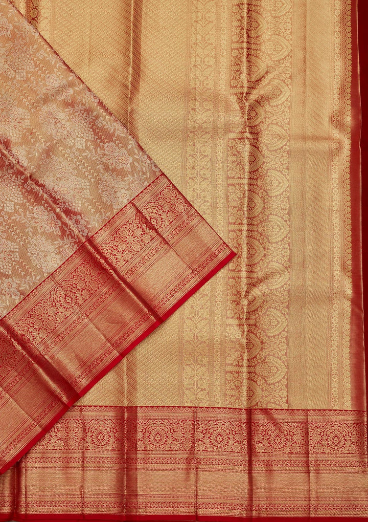 Mauve Zariwork Tissue Silk Saree-Koskii