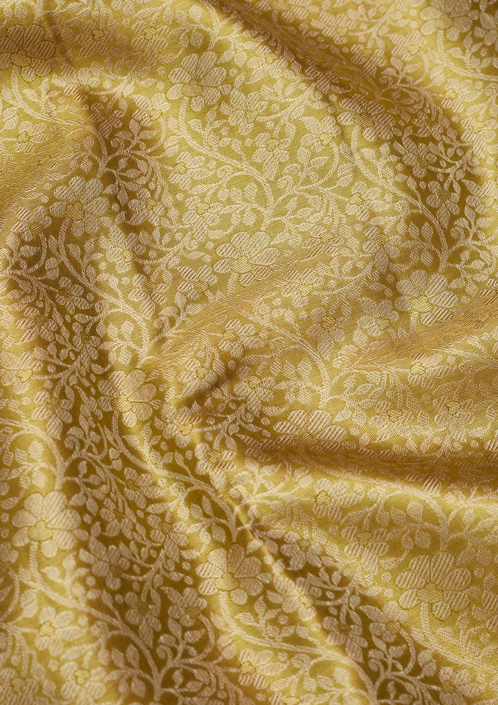 Mehandi Green Zariwork Tissue Silk Saree-Koskii