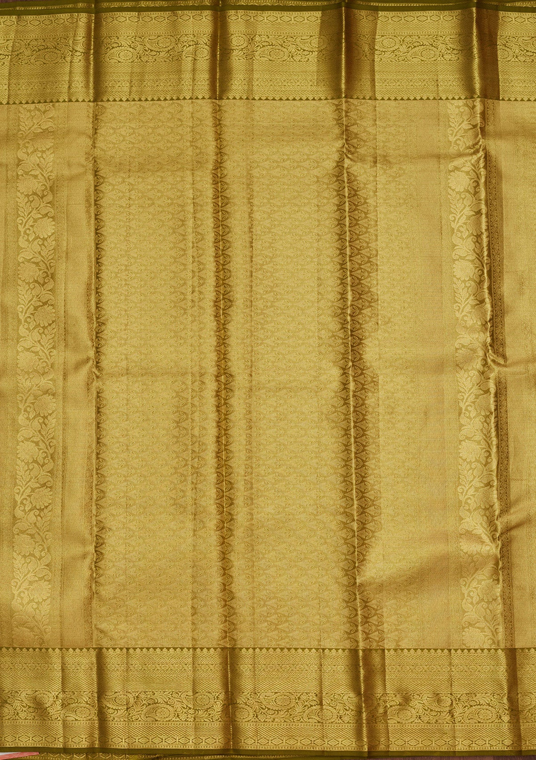 Mehandi Green Zariwork Tissue Silk Saree-Koskii