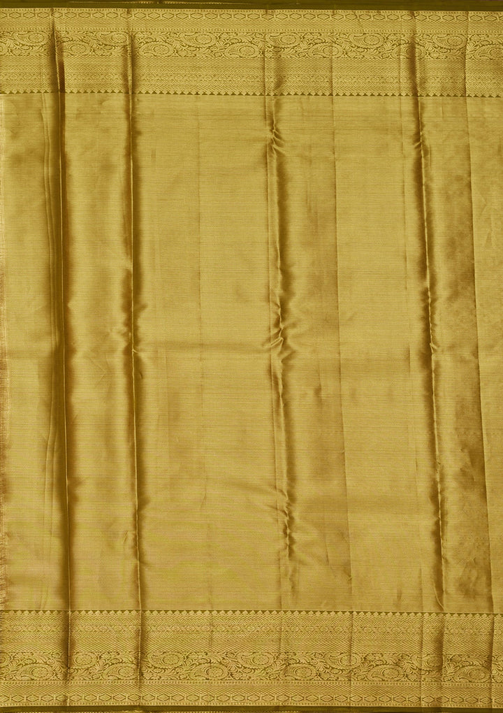 Mehandi Green Zariwork Tissue Silk Saree-Koskii