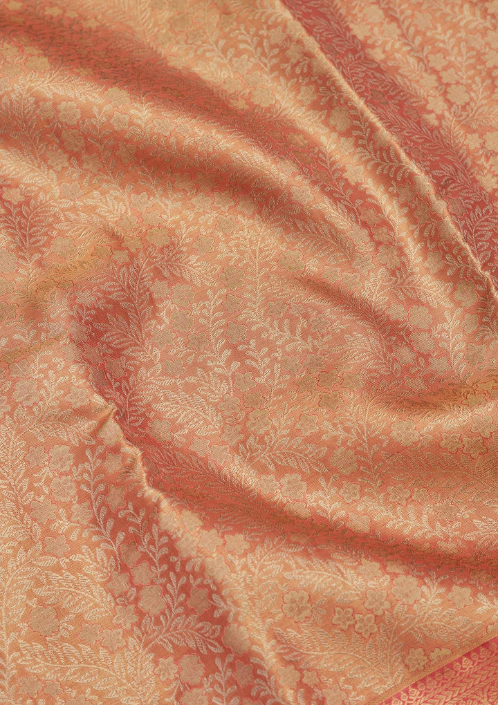Peach Zariwork Tissue Silk Saree-Koskii