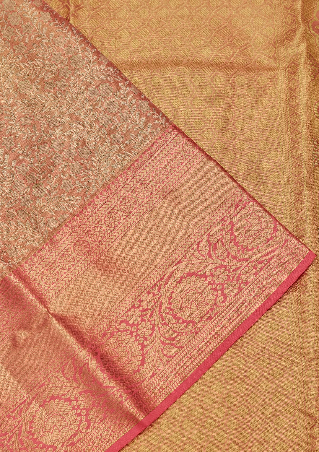 Peach Zariwork Tissue Silk Saree-Koskii