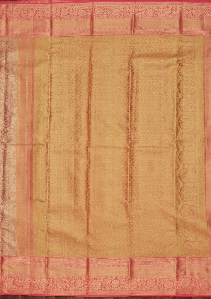 Peach Zariwork Tissue Silk Saree-Koskii