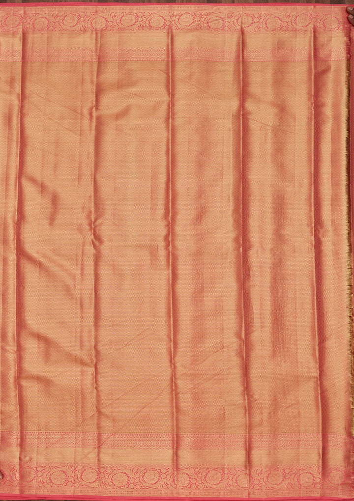 Peach Zariwork Tissue Silk Saree-Koskii