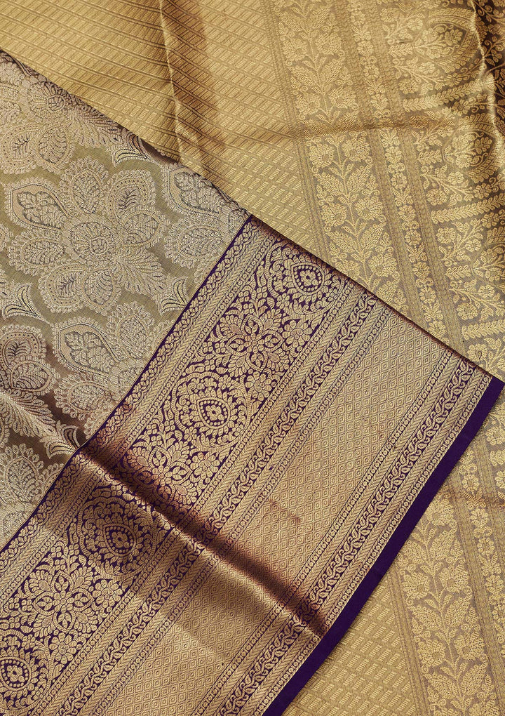 Grey Zariwork Tissue Silk Saree-Koskii