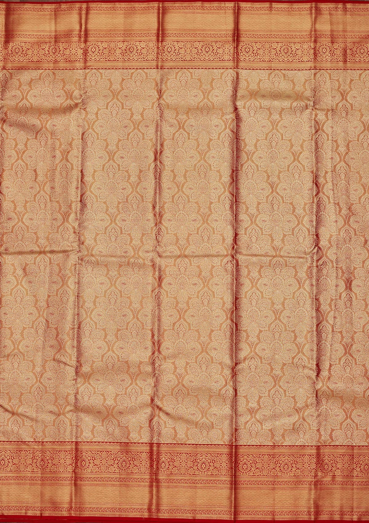 Light Brown Zariwork Tissue Silk Saree-Koskii