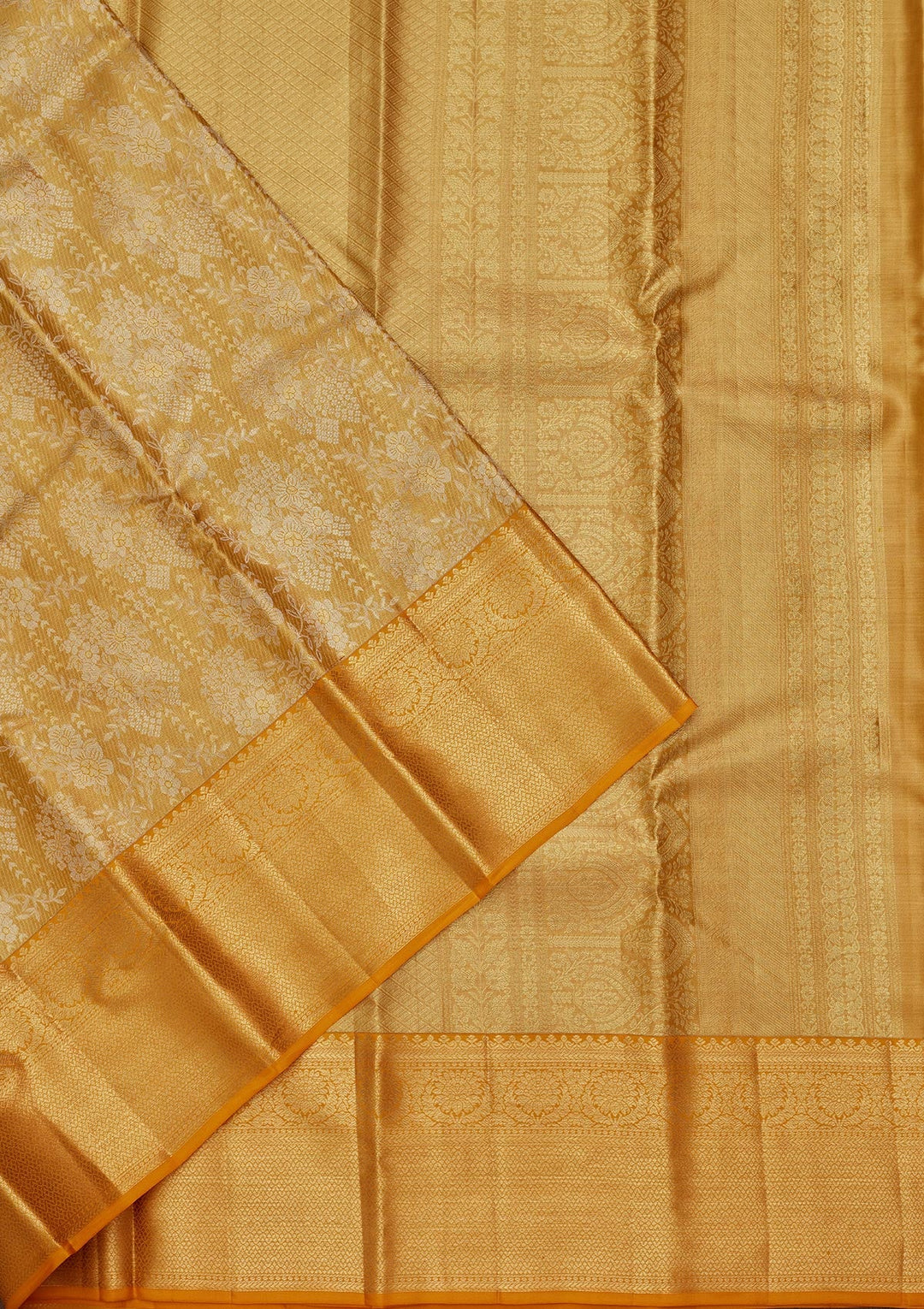 Mustard Zariwork Tissue Silk Saree-Koskii