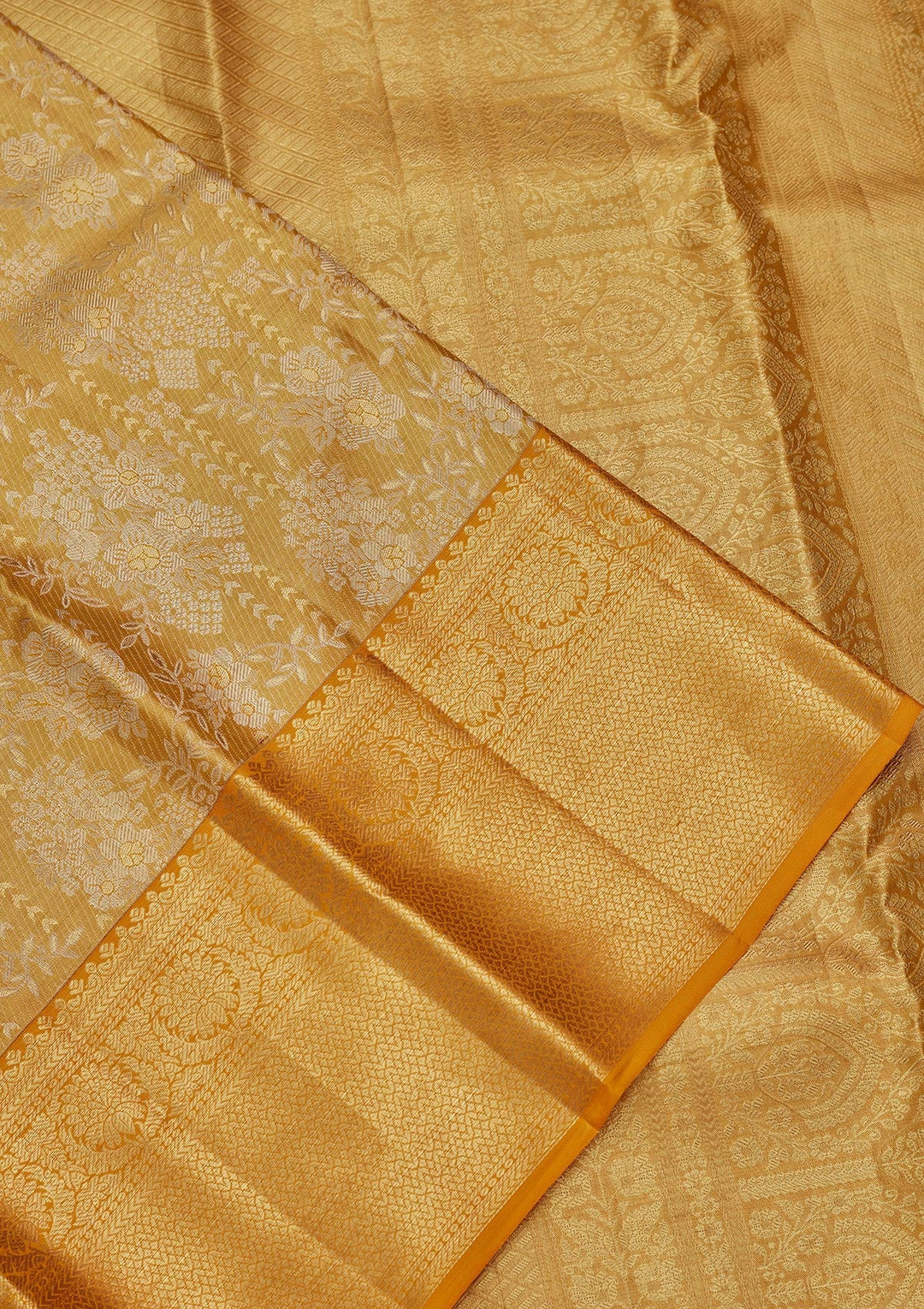 Mustard Zariwork Tissue Silk Saree-Koskii