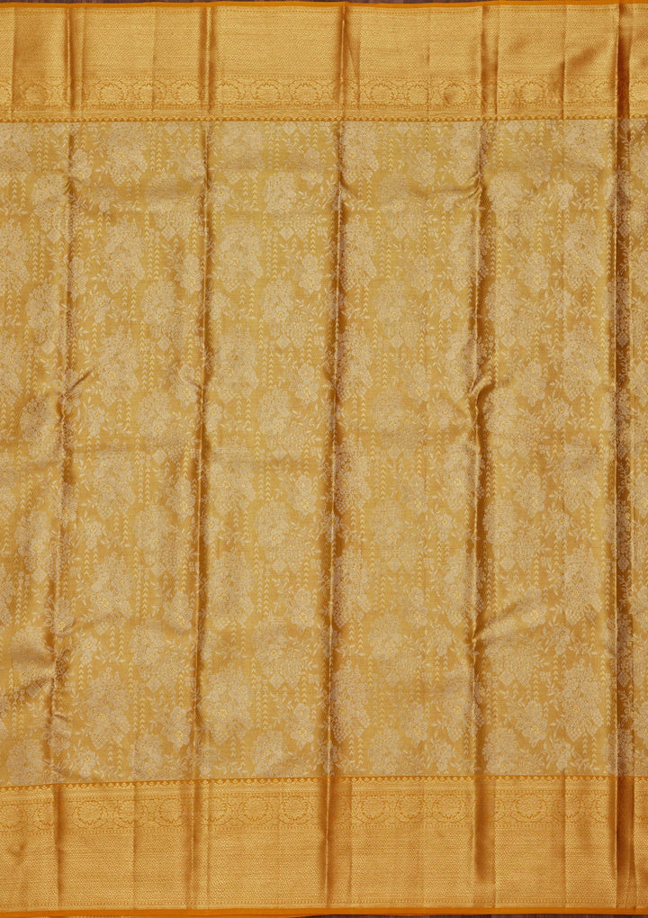 Mustard Zariwork Tissue Silk Saree-Koskii
