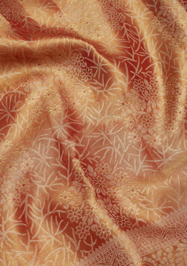 Brown Zariwork Tissue Silk Saree-Koskii