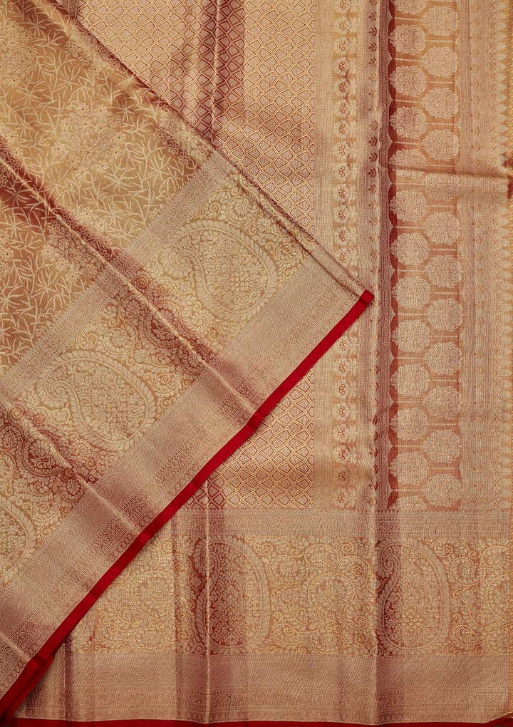 Brown Zariwork Tissue Silk Saree-Koskii