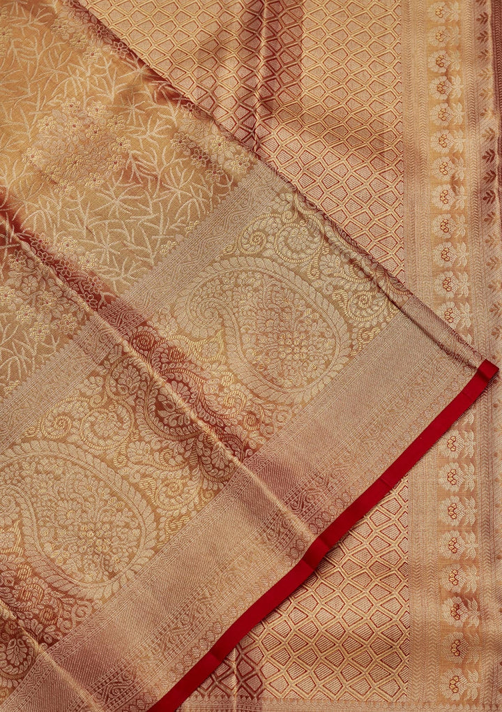 Brown Zariwork Tissue Silk Saree-Koskii