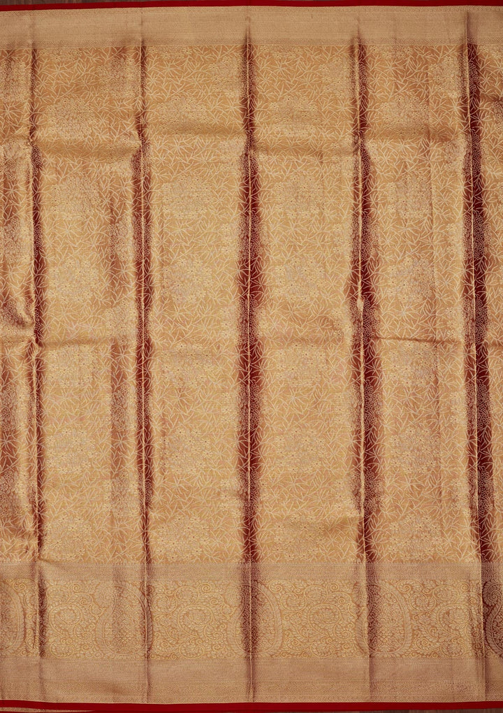 Brown Zariwork Tissue Silk Saree-Koskii