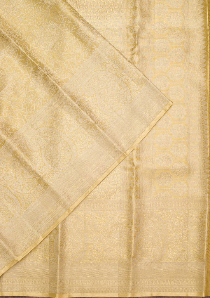 Pista Green Zariwork Tissue Silk Saree-Koskii