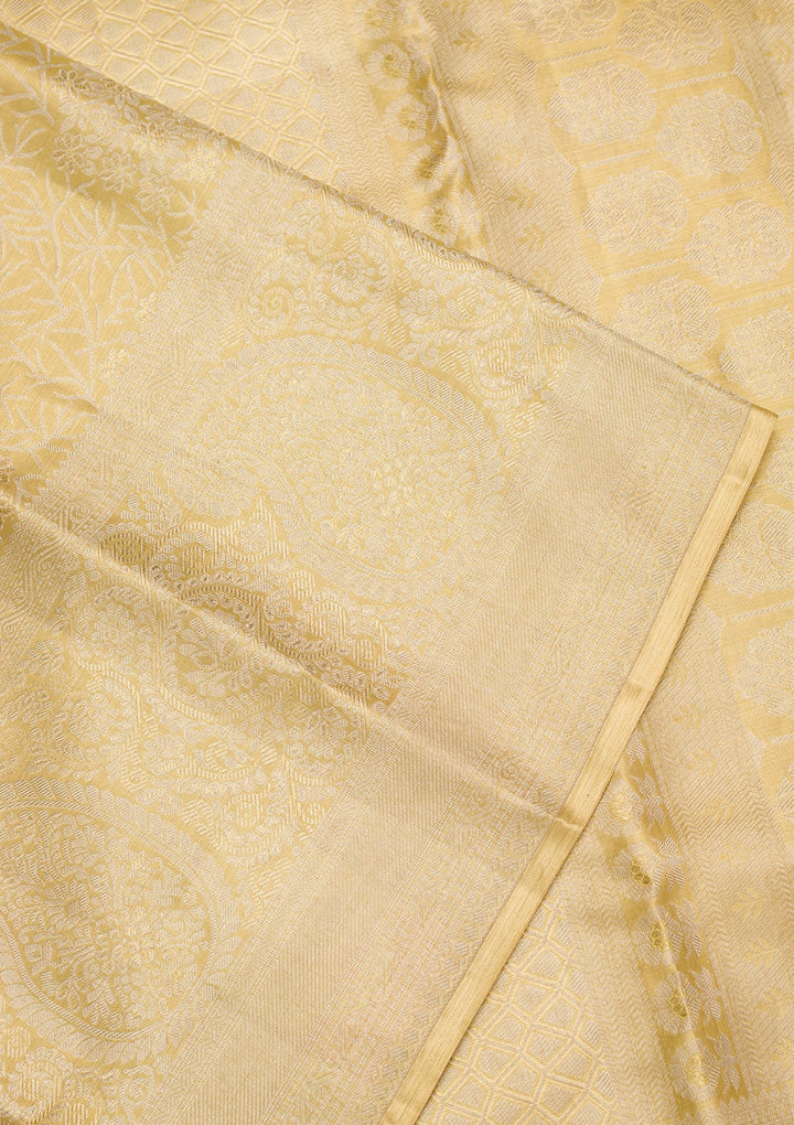 Pista Green Zariwork Tissue Silk Saree-Koskii