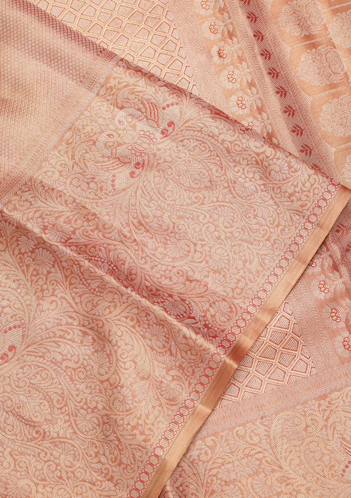 Brown Zariwork Tissue Silk Saree-Koskii