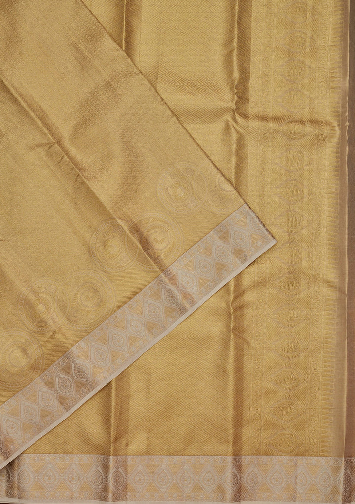 Lemon Yellow Zariwork Tissue Silk Saree-Koskii