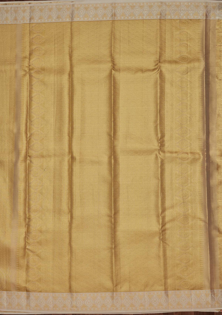 Lemon Yellow Zariwork Tissue Silk Saree-Koskii